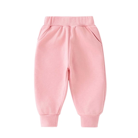 IFNWSV Girls Jogger Pants Solid Color Side Pocket Drawstring Elastic Waist Casual Sweatpants Pink 4 Years