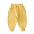 thumbnail image 1 of IFNWSV Girls Jogger Pants Solid Color Side Pocket Drawstring Elastic Waist Casual Sweatpants Yellow 4 Years, 1 of 5