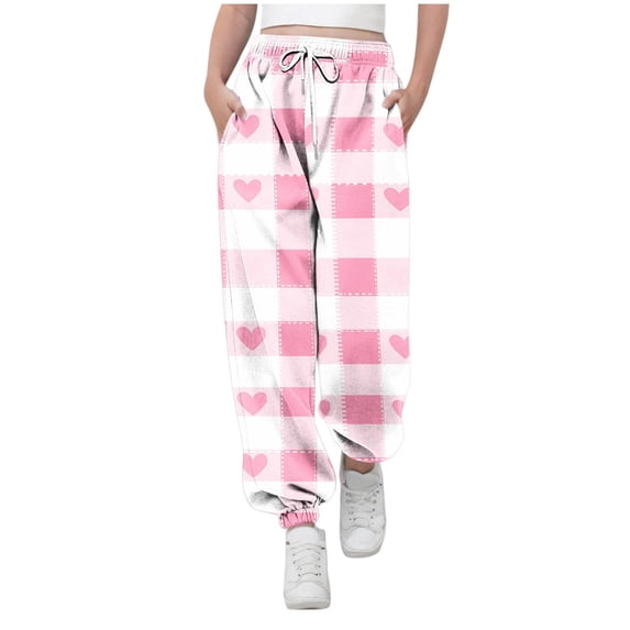 IFNWSV Girls Joggers Print Drawstring Elastic Waist Sweatpants with Pockets Cuffed Ankle Casual Sport Multicolor 5-6 Years