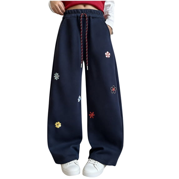IFNWSV Girls Leggings 4 Pack Summer Thin 7/8 Length Elastic Waist Navy 14-15 Years