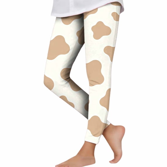 IFNWSV Girls Leggings Cow Print Stretchy Footless Tights Pull On Elastic Waist Opaque Bottoms for Play Multicolor 4-5 Years