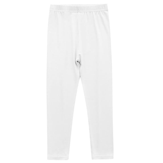 IFNWSV Girls Leggings Solid Color Elastic Waistband Cropped Length Thin Casual Comfortable Trousers White 7 Years