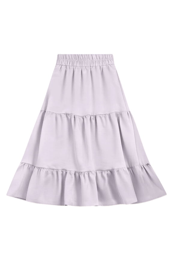 Girls Play Skirt Knee Length Elastic Waist Solid Color Athletic Fabric Skirt 13-14 Years
