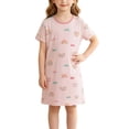 thumbnail image 1 of IFNWSV Girls Short Sleeve Summer Sleepwear Dresses Crew Neck A Line Cotton Nightgown Lightweight Pajama Dress Multicolor 3-4 Years, 1 of 5