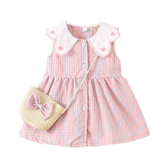IFNWSV Girls Summer Dress Sleeveless Round Neck Solid Color Cotton Blend Dress Knee Length 6 Months