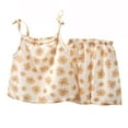 thumbnail image 1 of IFNWSV Girls Summer Outfits Sleeveless Print Top and Shorts Set Casual Lightweight Daily Wear Yellow 18-24 Months, 1 of 4