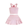 thumbnail image 1 of IFNWSV Girls Summer Outfits Sleeveless Solid Floral Print Tank Top A Line Midi Skirt 2 Piece Set Pink 3 Years, 1 of 7