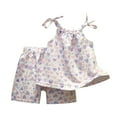 thumbnail image 1 of IFNWSV Girls Summer Outfits Kids Print Short Sleeve Round Shorts Home Clothes Pajama Set Multicolor 5-6Years, 1 of 3