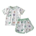 thumbnail image 1 of IFNWSV Toddler Outfits for Girls Short Sleeve Crew Neck Print Tee Elastic Shorts Pajama Set Green 6 Years, 1 of 3