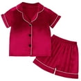 thumbnail image 1 of IFNWSV Girls Summer Outfits Toddler Baby Kids Winter Boys Solid Color Short Sleeve Shorts Home Wear Clothes Suit Red A 3 Years, 1 of 7