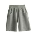 thumbnail image 1 of IFNWSV Girls Summer Shorts Kids Solid Color Casual Sports Pants with Pockets and Flower Buds Shorts Gray 4-5 Years, 1 of 3