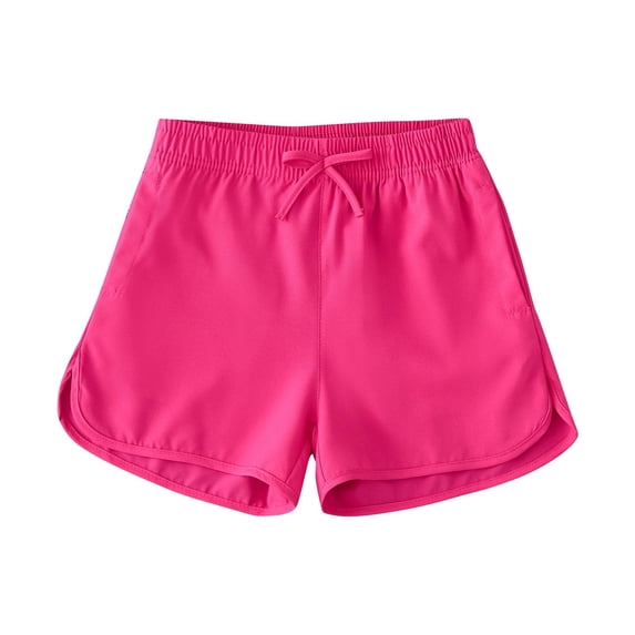 IFNWSV Girls Summer Shorts Kids Solid Color Elastic Waist Girls Summer Shorts Mid Size Outdoor Sports Pants with Pockets Hot Pink 14 Years