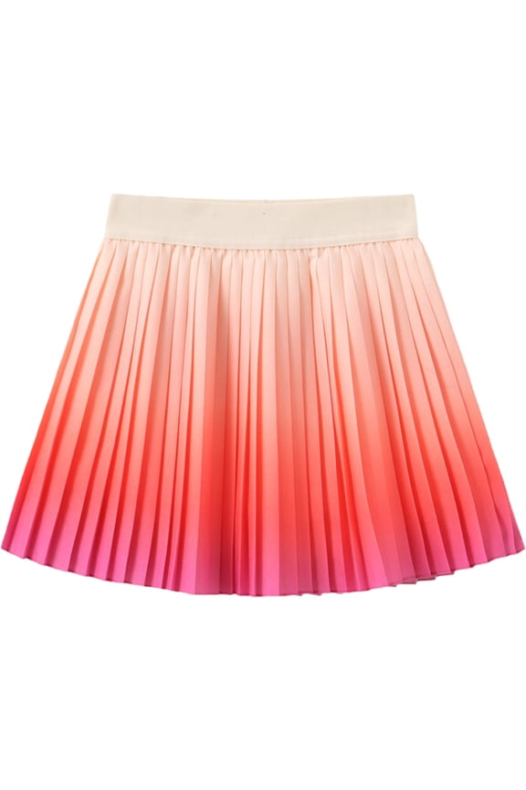 Girls Summer Skirt Knee Length High Waist Pleated Pattern Cotton Blend Skirt 11-12 Years