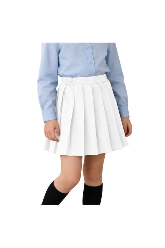 Girls Summer Skirt Short Length Elastic Waist Pleated Pattern Cotton Blend Skirt 11-12 Years