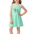 thumbnail image 1 of IFNWSV Girls Sundress Sleeveless Round Neck Fashion Bow Print A Line Casual Summer Tank Dress Green 7-8 Years, 1 of 5