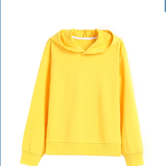 IFNWSV Girls Sweatshirts Long Sleeve Hooded Pullover Fleece Blouse Casual Cozy Top with Pouch Pocket Yellow 11-12 Years