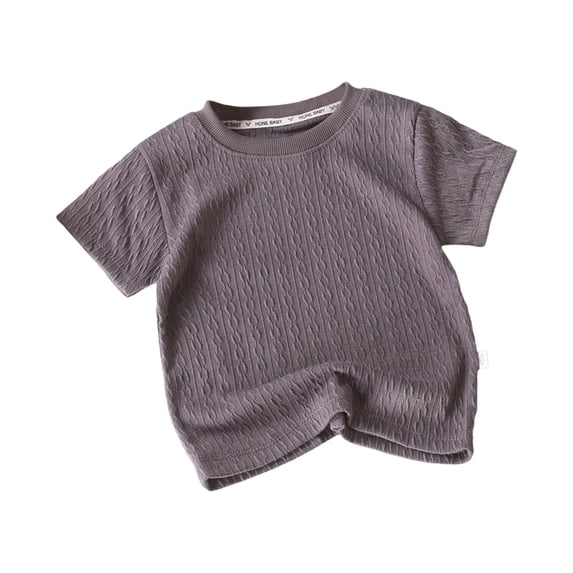 IFNWSV Girls T Shirts 1-10years Kids Fashion Solid Color Thread Knitted Breathable Hollow Short Sleeve Round Neck Top Shirt Gray 3-4 Years