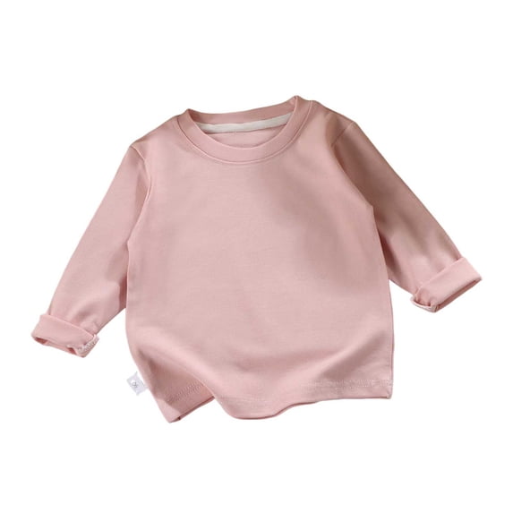 IFNWSV Long Sleeve Tops for Girls Round Neck Solid Color Pullover Top Casual Basic Knit Tee for Daily Wear
