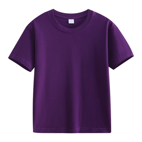 IFNWSV Girls T Shirts Short Sleeve Shirt T Shirts Soft Basic Tees Tshirts Solid T-Shirt Purple 5 Years