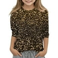 thumbnail image 1 of IFNWSV Girls Tops 3/4 Sleeve Round Neck Glitter Graphic Print Pullover Shirt Casual Tee for Girls Coffee 7 Years, 1 of 5