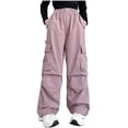 thumbnail image 1 of IFNWSV Girls Wide Leg Pants Solid High Waist Loose Relaxed Straight Casual Sweatpants with Pockets Comfort Pink 14-15 Years, 1 of 5