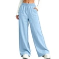 thumbnail image 1 of IFNWSV Girls Wide Leg Pants Solid Thin Tencel Denim Elastic Waist Loose Summer Light Blue 3-4 Years, 1 of 6