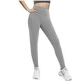 thumbnail image 1 of IFNWSV Girls Yoga Pants Solid High Waist Tight Fit Stretchy Pull On Casual Lounge Leggings Gray 5-6 Years, 1 of 7
