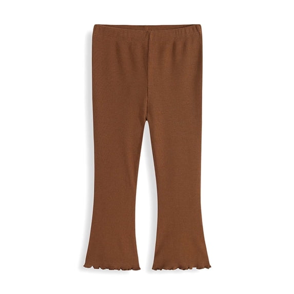 IFNWSV Girls Yoga Pants Solid High Waisted Flared Leggings Stretchy Slim Fit Tummy Control Casual Trousers Brown 2-3 Years