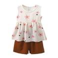 thumbnail image 1 of IFNWSV Toddler Girl 2 Piece Outfits Set Kids Print Short Sleeve Round Neck Top Casual with Elastic Waist Short Pants Multicolor 0-1 Years, 1 of 5