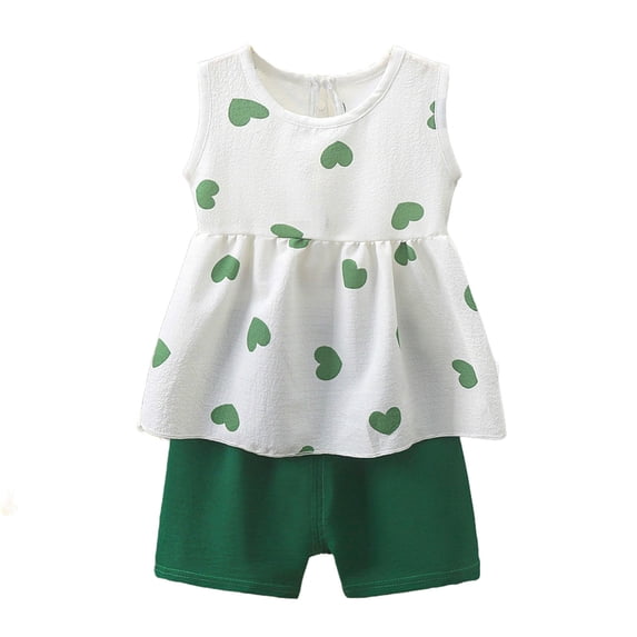 IFNWSV Toddler Girl 2 Piece Outfits Set Kids Print Short Sleeve Round Neck Top Casual with Elastic Waist Short Pants Multicolor 1-2 Years