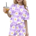 thumbnail image 1 of IFNWSV Girls Summer Outfits Print Leisure Round Neck Short Sleeves Top and Shorts Two-piece Set for Kids Multicolor 14-15 Years, 1 of 6