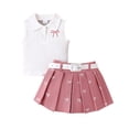 thumbnail image 1 of IFNWSV Girls Summer Outfits Floral Set with Flared Sleeves Trendy Short Sleeve Outfit Shirt and Pleated Skirt Two-Piece Pink 2-3Years, 1 of 6