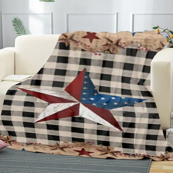 IFNWSV Independence Day Printed Flannel Blanket Conditioning Blanket Sofa Blanket Nap Conditioning Sheet Blanket Holiday Gift,51.18x59.05in