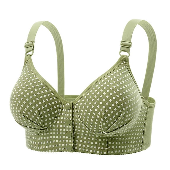IFNWSV Lace Wireless Bras for Women Front Closure Thin Breathable Push Up Adjustable Daily Comfort Bra Green 42BC