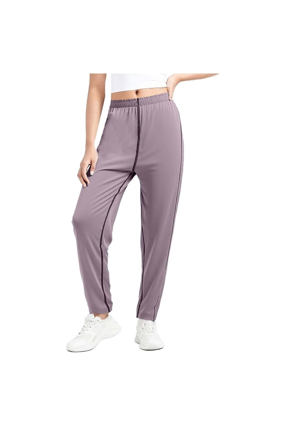 Leggings for Girls Summer Ice Silk Solid Color Thin Sun Protection Mosquito Proof Tights Outerwear Purple 5-6 Years