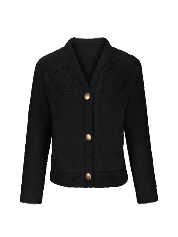 Lightweight Bomber Jacket Women Long Sleeve Hoodless Plush Jacket with Pocket Cozy Soft Casual Jacket