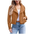 thumbnail image 1 of IFNWSV Lightweight Bomber Jacket Women Solid Color Zip Up Faux Suede Long Sleeve Hoodless Jacket Casual Outerwear, 1 of 6