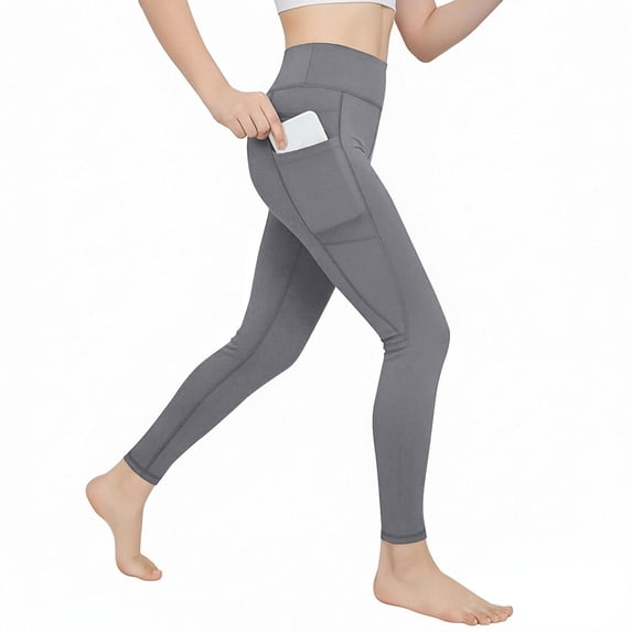 IFNWSV Pants for Girls Solid Breathable Elastic High Waist Sweatpants with Pockets for Active Play Gray 10-11 Years