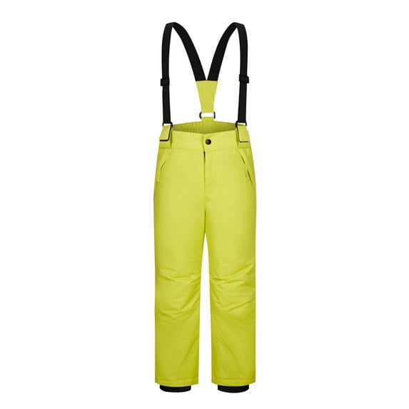 IFNWSV Pants for Girls Waterproof Thickened Ski Snow Pants with Zipper Pockets and Elastic Waistband for Winter Yellow 4-5 Years