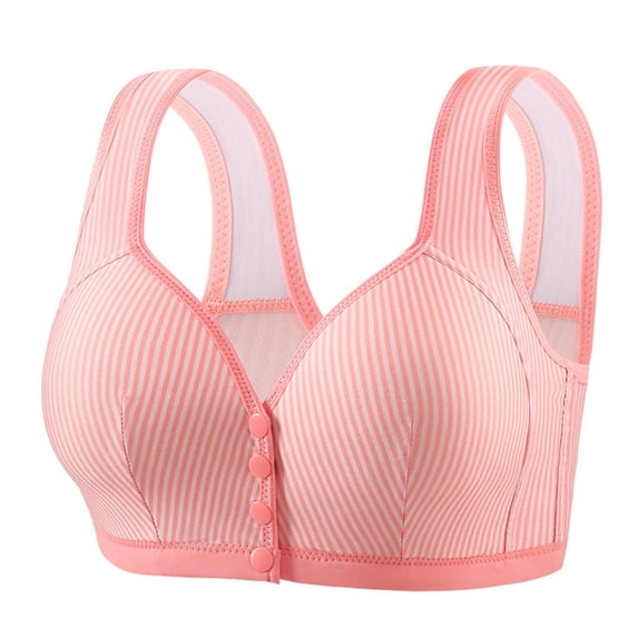 IFNWSV Plus Size Front Closure Bras for Women Striped No Underwire Full Coverage Light Support Daily Bra Hot Pink 38BC
