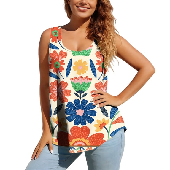 IFNWSV Plus Size Tank Tops for Women Sleeveless Print Flowy Loose Fit Breathable Summer Cami Top Multicolor 3XL