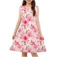 thumbnail image 1 of IFNWSV Pretty Dresses for Girls Sleeveless Round Neck Print Pattern Cotton Blend Dress Knee Length for 6-14 Years, 1 of 6