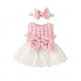 thumbnail image 1 of IFNWSV Pretty Dresses for Girls Sleeveless Round Neck Solid Color Lace Accent Dress Knee Length 9 Months, 1 of 6
