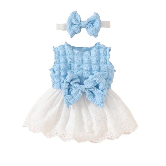 IFNWSV Pretty Dresses for Girls Sleeveless Round Neck Solid Color Lace Accent Dress Knee Length 18 Months