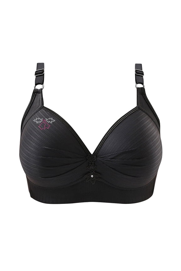 Print Pattern Bra for Women Plus Size Wireless Push Up Full Coverage Comfort Everyday Wear