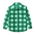 thumbnail image 1 of IFNWSV School Shirts for Boys Plaid Long Sleeve Button Down Lapel Pocket Front Top for Classroom Wear Army Green 12 Months, 1 of 7