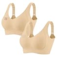 thumbnail image 1 of IFNWSV Sports Bras for Women 2 Pack Rhinestone Wireless No Underwire Lightweight Breathable Daily Active Bra Beige 40BC, 1 of 6
