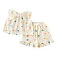 thumbnail image 1 of IFNWSV Summer Outfits for Girls Flutter Sleeve Heart Print Button Down Top Elastic Shorts Pajama Set White 9 Years, 1 of 3