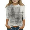 thumbnail image 1 of IFNWSV Summer Shirts for Girls Kids Casual Printed Pattern Quarter Sleeve Round Neck Top Gray 4-5Years, 1 of 4