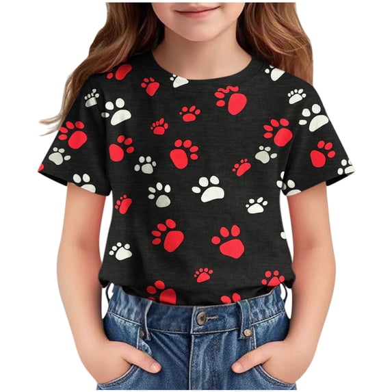 IFNWSV Girls Graphic T Shirts Short Sleeve Crew Neck Starry Print Summer Lightweight Breathable Soft Tee Black 7 Years